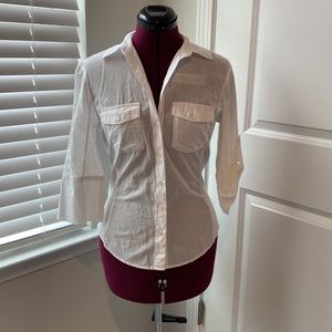 SOLD James Perse standard white contrast panel shirt